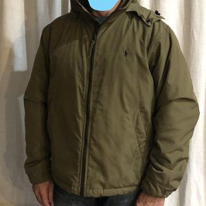 Polo by Ralph Lauren men’s Jacket W/Hoodie Zip Up Tan Khaki Sz M